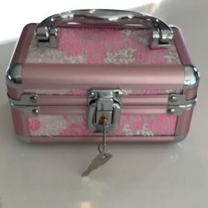 Elegant Pink and Silver Trinket Box with Key
